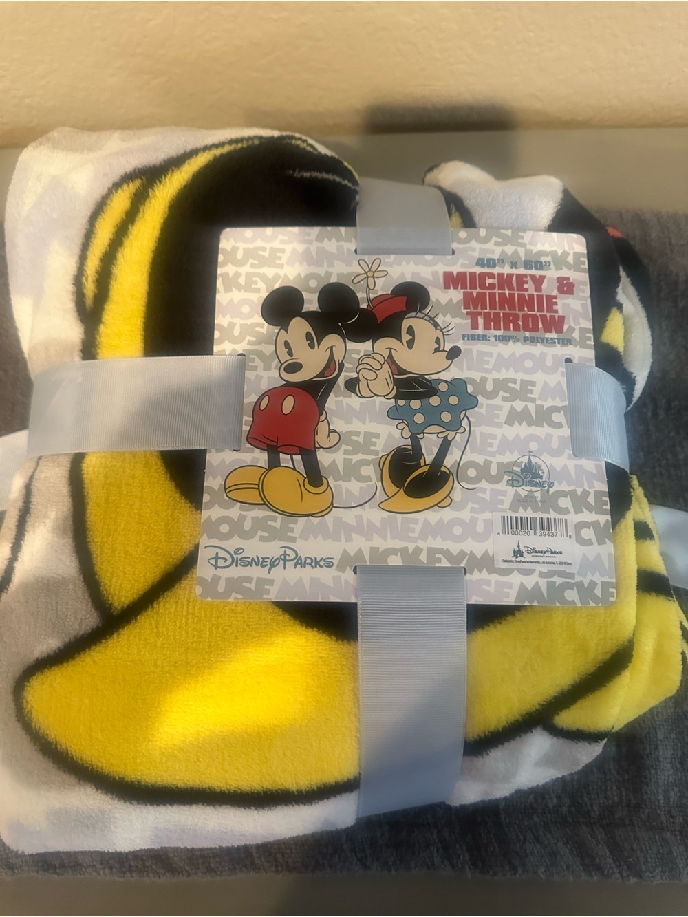Disney Mickey & Minnie Kids Throw - Yellow, Black, White
